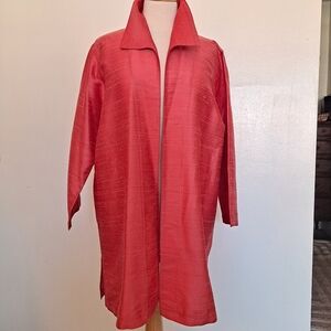 Caroline Rose Silk Topper Large Jacket Coral Peach Lightweight